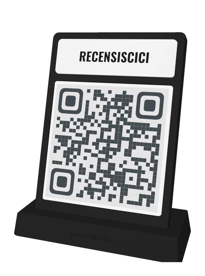 Stand Recensioni Google — Vista frontale