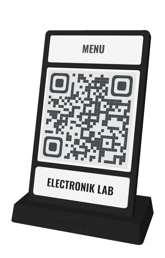 Stand Menu Digitale — Vista frontale